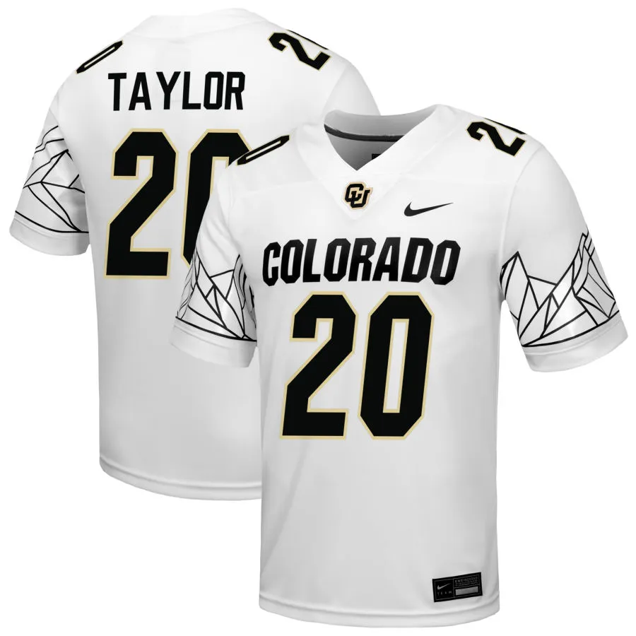 Colorado Buffaloes #20 DeKalon Taylor 2025 White Black College Football Game Jersey 
