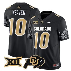 Colorado Buffaloes Vapor Limited football Jersey V3 Big 12 XII Patch - All Stitched BLACK #10 XAVIER WEAVER