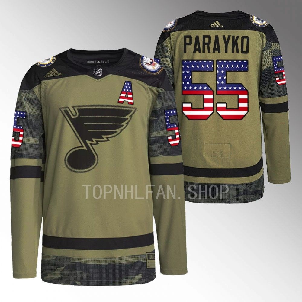 Colton Parayko Blues Veterans Day Jersey Camo Warmup