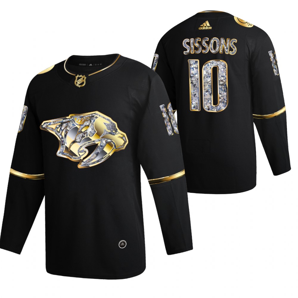 Colton Sissons Predators #10 Black Diamond Edition 2022 Stanley Cup Playoffs Jersey