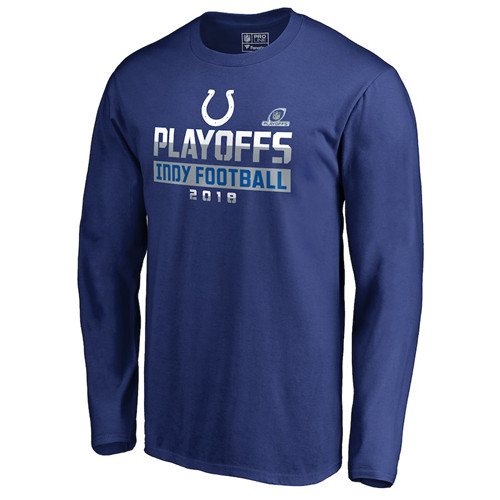 Colts Blue 2018 NFL Playoffs Indy Football Men's Long Sleeve T-Shirt