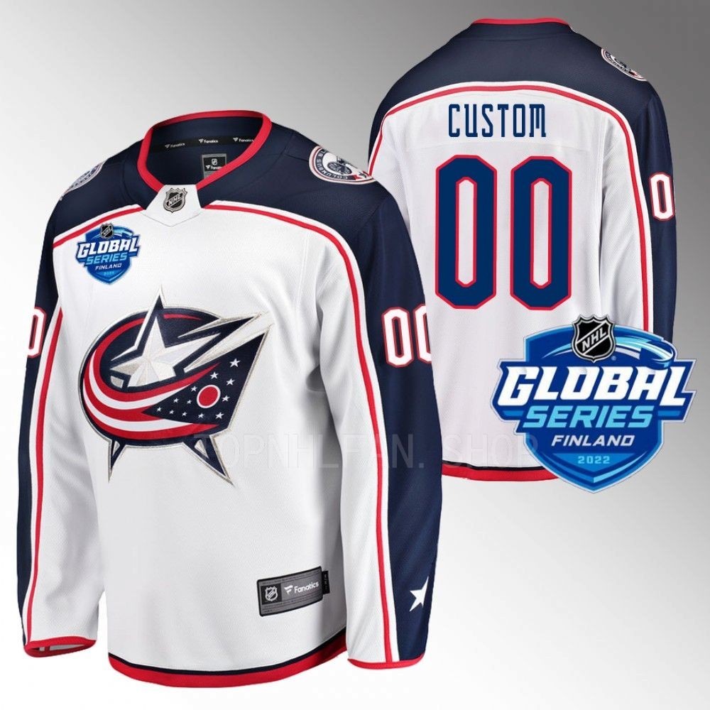Columbus Blue Jackets Custom 2022 NHL Global Series White Away Jersey