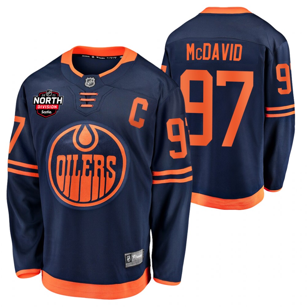 Connor McDavid Oilers 2021 North Division Patch Jersey Navy Alternate