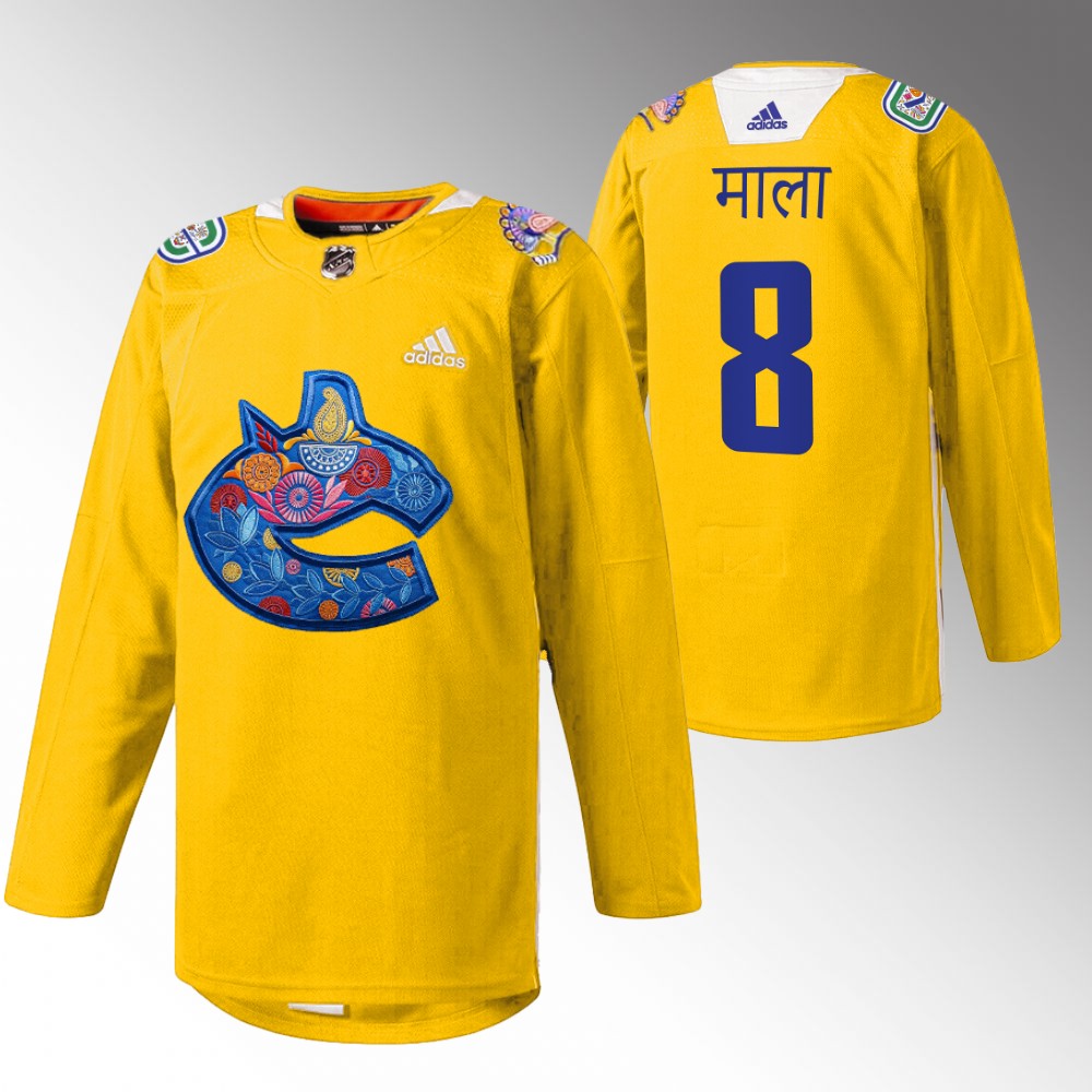 Conor Garland Canucks Diwali Night Jersey Yellow Warmup