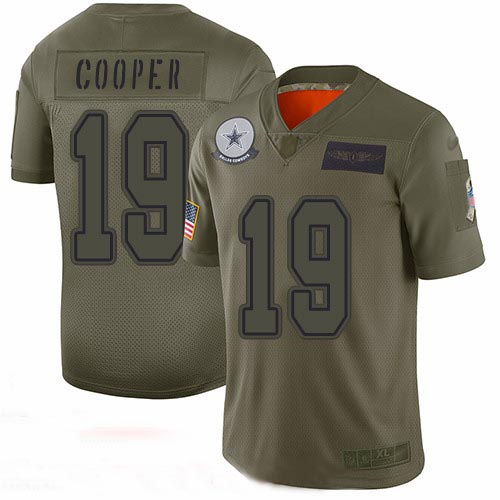 Cowboys #19 Amari Cooper Camo Youth Stitched Football Limited 2019 Salute to Service Jersey