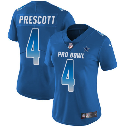 Cowboys #4 Dak Prescott Royal Women's Stitched Football Limited NFC 2019 Pro Bowl Jersey