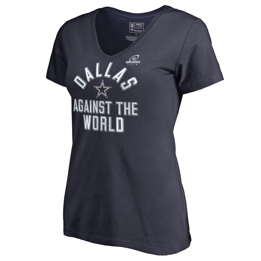Cowboys Navy Women's 2018 NFL Playoffs Against The World T-Shirt