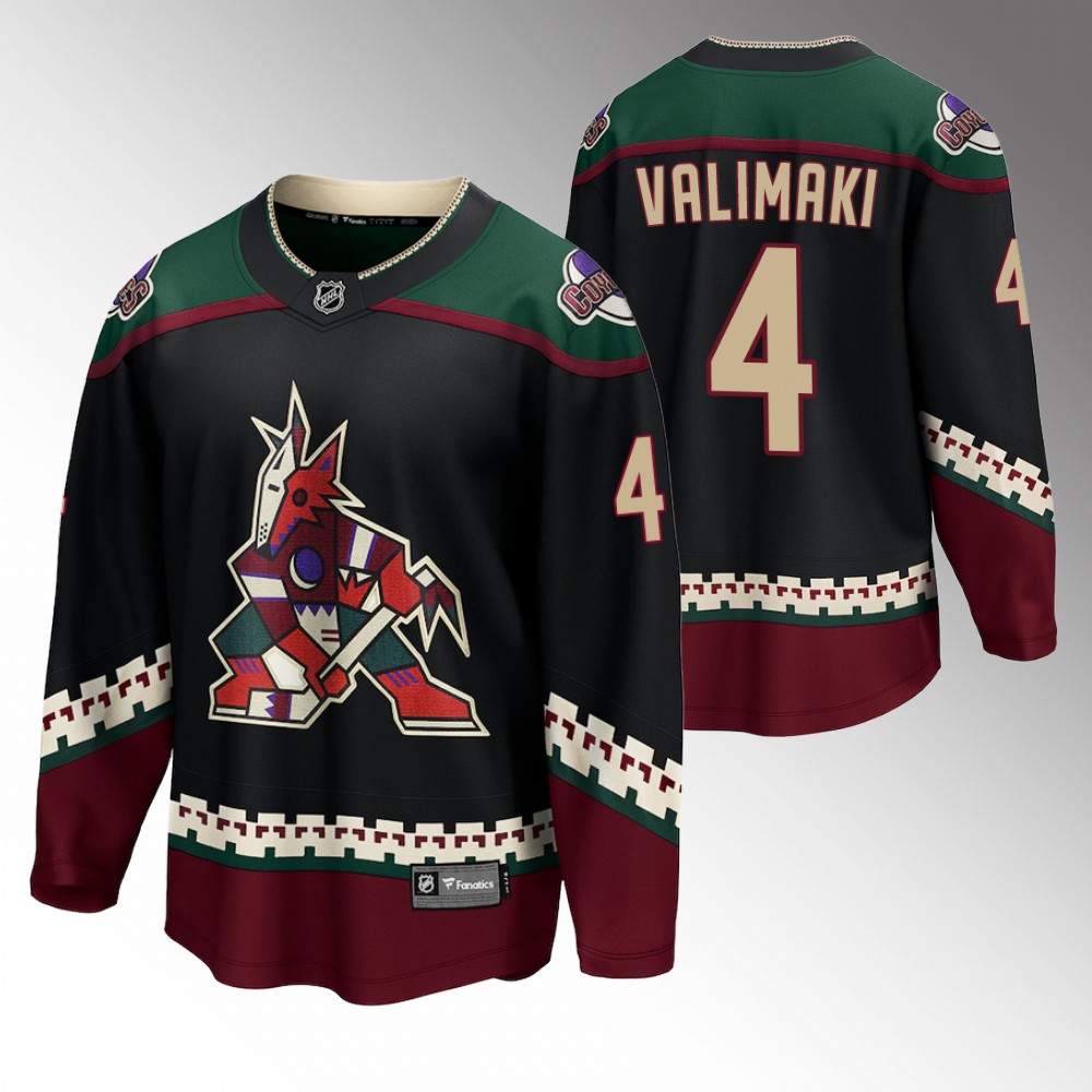 Coyotes #4 Juuso Valimaki Black Home Jersey