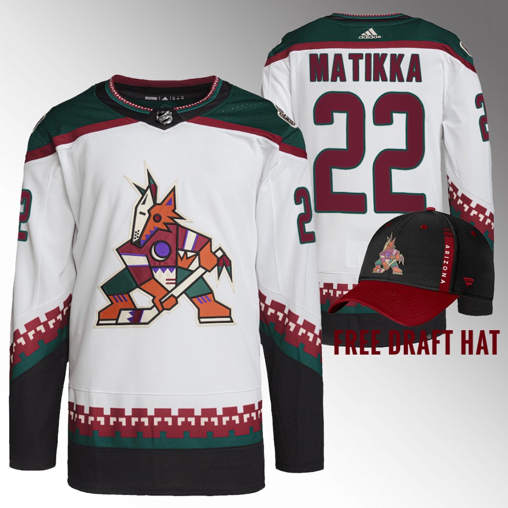 Coyotes 2022 NHL Draft Miko Matikka White Jersey Authentic Primegreen Away