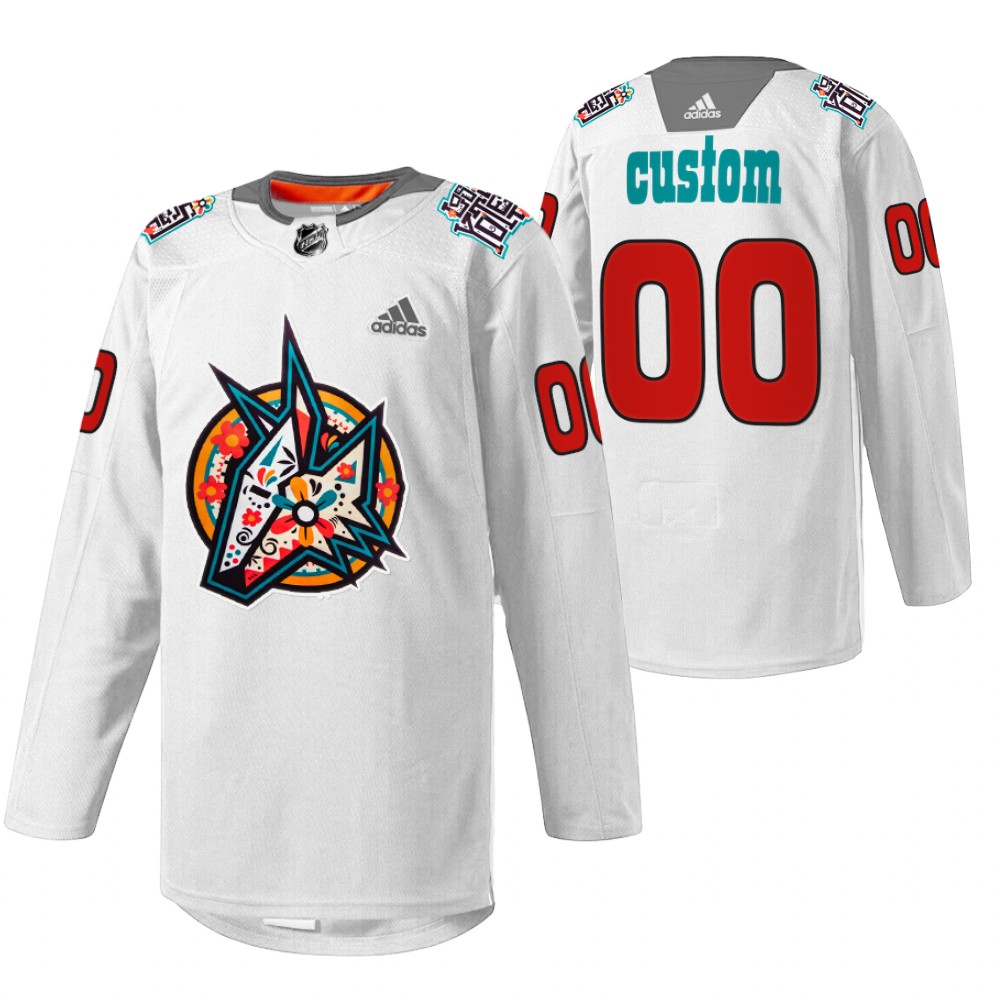 Coyotes Custom 2022 Los Yotes Night White Warmup Jersey
