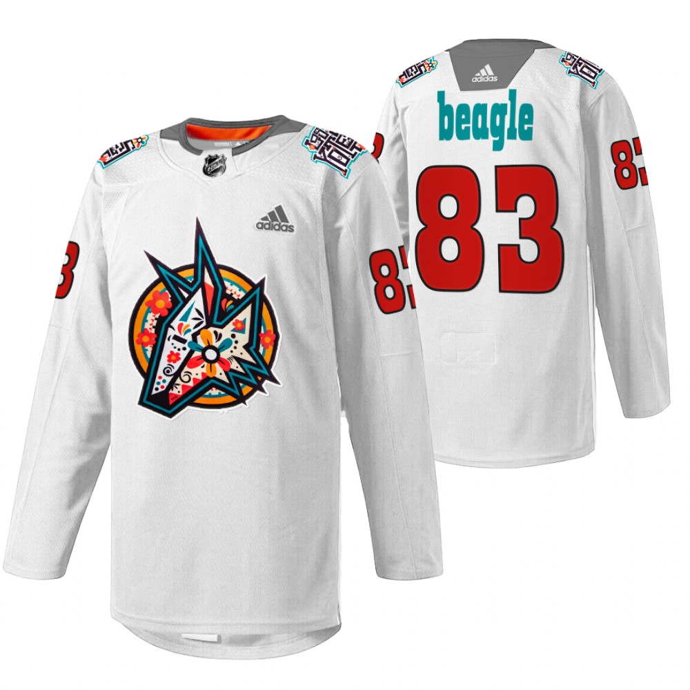 Coyotes Jay Beagle 2022 Los Yotes Night White Warmup Jersey