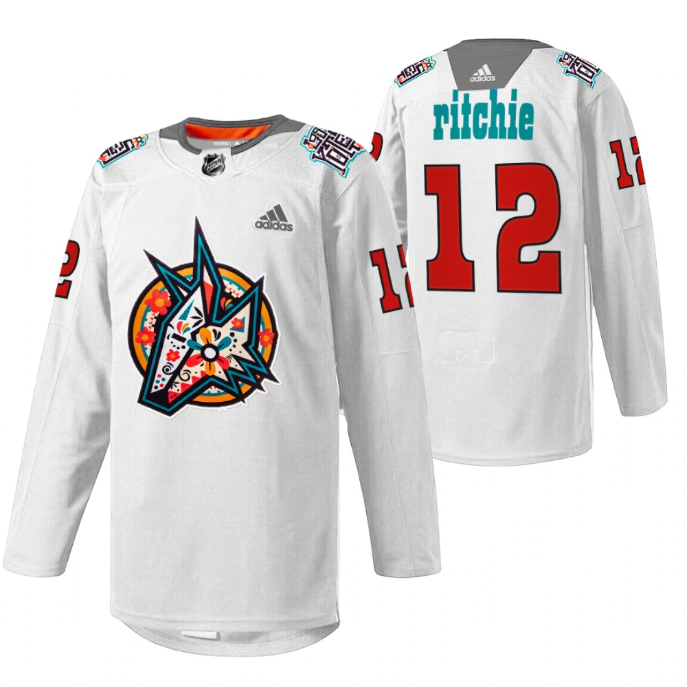 Coyotes Nick Ritchie 2022 Los Yotes Night White Warmup Jersey