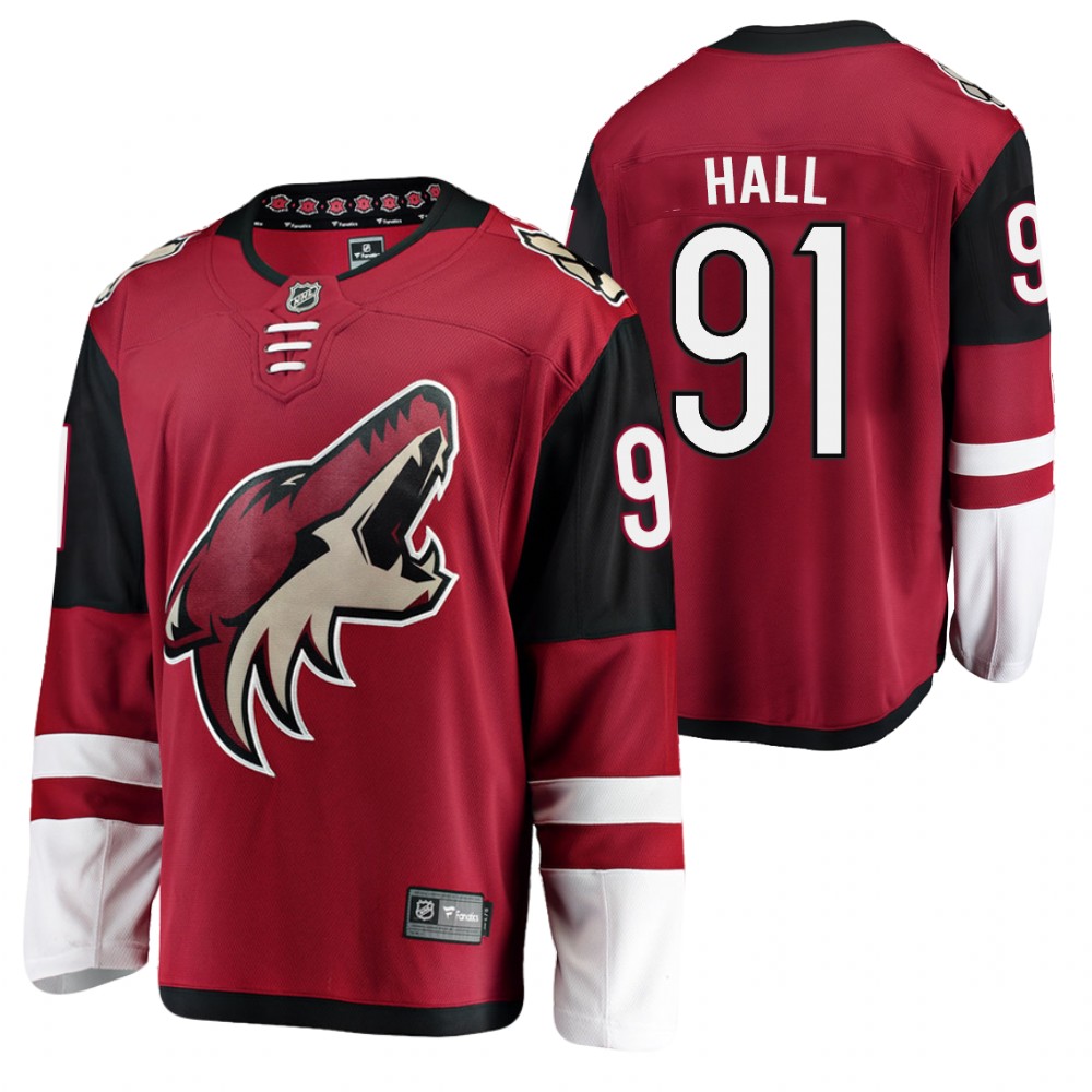 Coyotes Taylor Hall Jersey Home Red Breakaway Player Men