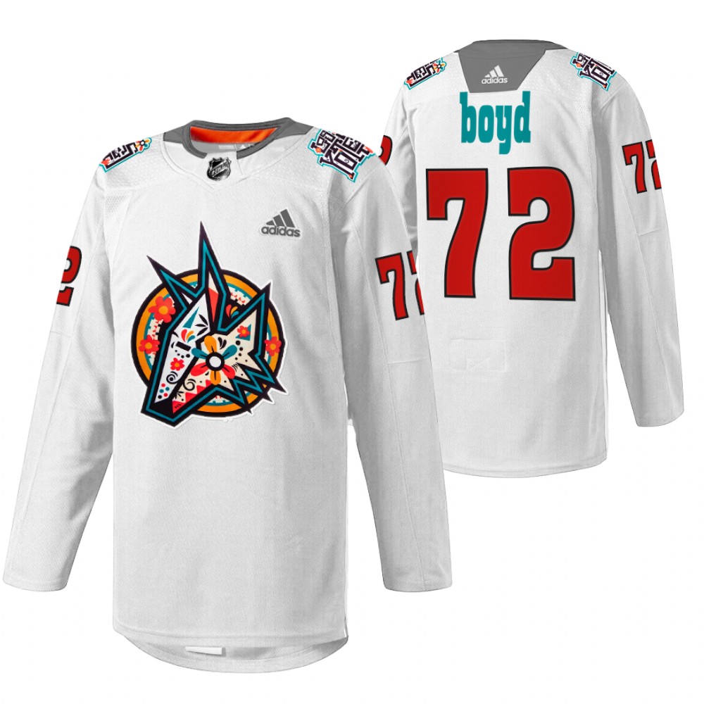 Coyotes Travis Boyd 2022 Los Yotes Night White Warmup Jersey
