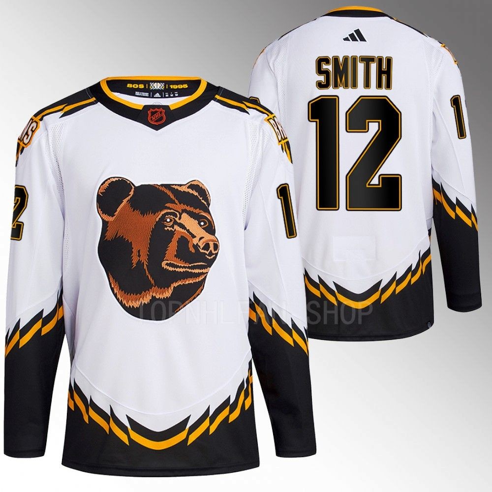 Craig Smith 2022 Boston Bruins White Reverse Retro 2.0 Authentic Primegreen Jersey Stitched