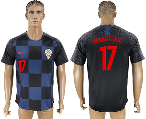 Croatia #17 Mandzukic Away Soccer Country Jersey