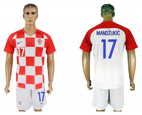 Croatia #17 Mandzukic Home Soccer Country Jersey