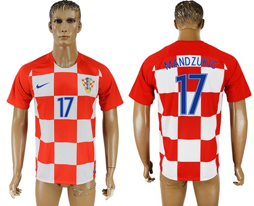 Croatia #17 Mandzukic Home Soccer Country Jersey