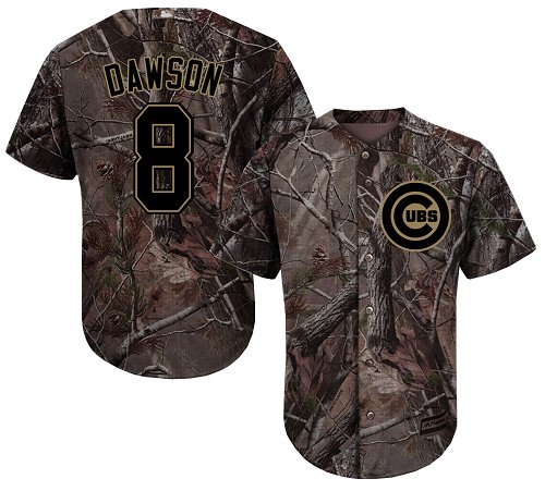 Cubs #8 Andre Dawson Camo Realtree Collection Cool Base Stitched Youth Baseball Jersey