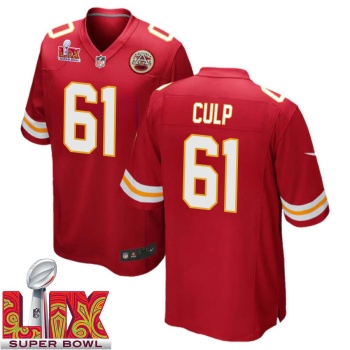 Curley Culp No 61 Men Super Bowl LIX Kansas City Chiefs Home Game 2025 Jersey- Replica