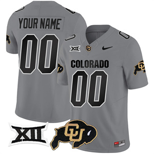 Custom   Colorado Buffaloes Vapor Limited Football Jersey V2 - Big 12 XII Patch - All Stitched GRAY