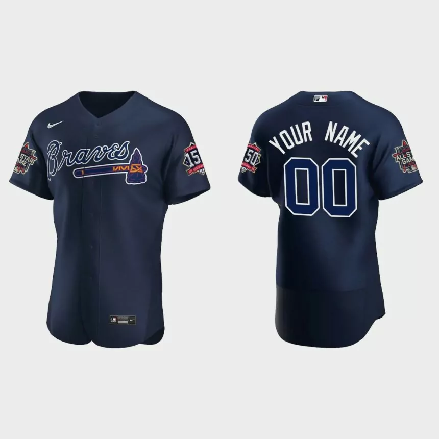Custom #00 Atlanta Braves Authentic Alternate 2021 MLB All-Star Jersey – Navy