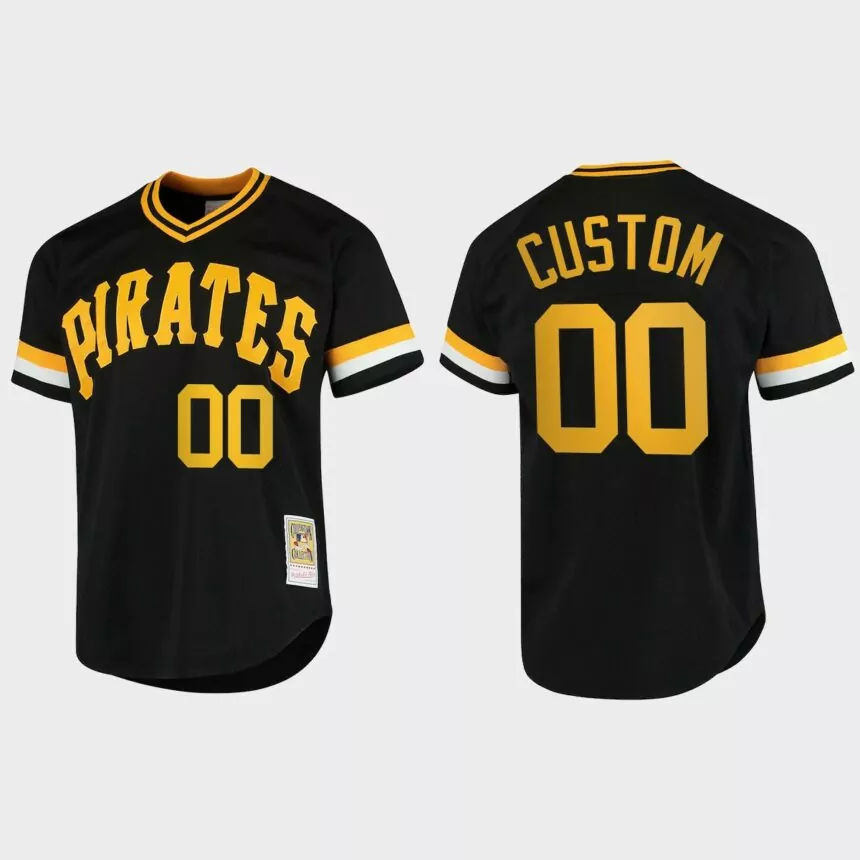Custom #00 Pittsburgh Pirates Vintage BP Jersey – Black