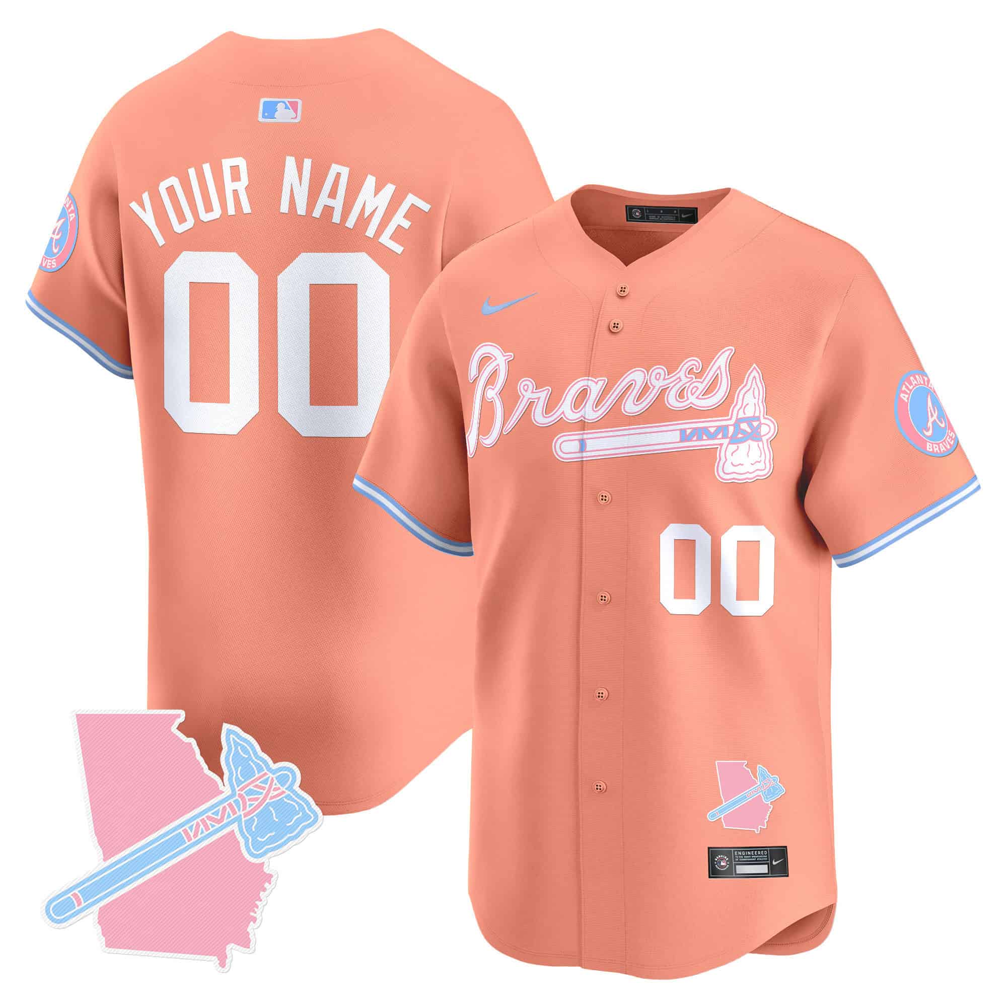 Custom  Atlanta Braves Bubblegum Pink Vapor Premier Limited baseball  Jersey – All Stitched Peach