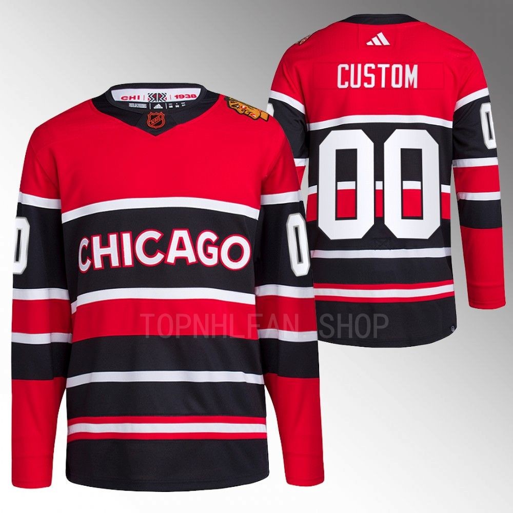 Custom 2022 Chicago Blackhawks Red Reverse Retro 2.0 Authentic Primegreen Jersey