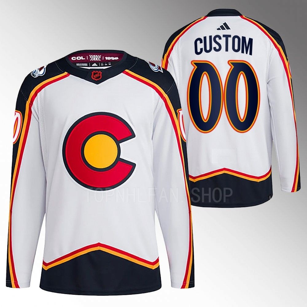 Custom 2022 Colorado Avalanche White Reverse Retro 2.0 Authentic Primegreen Jersey