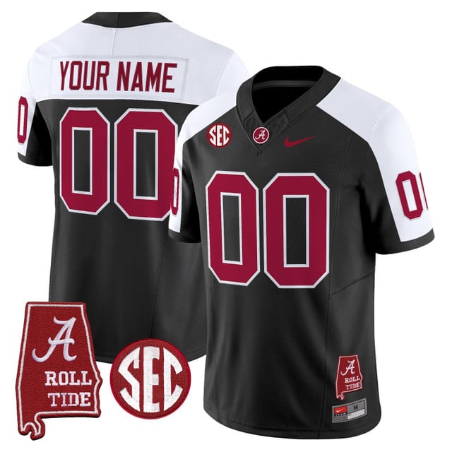Custom Alabama Crimson Tide Throwback Vapor Limited Jersey - Alabama Map