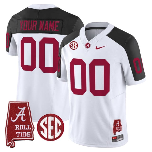 Custom Alabama Crimson Tide Throwback Vapor Limited Jersey - Alabama Map inverted