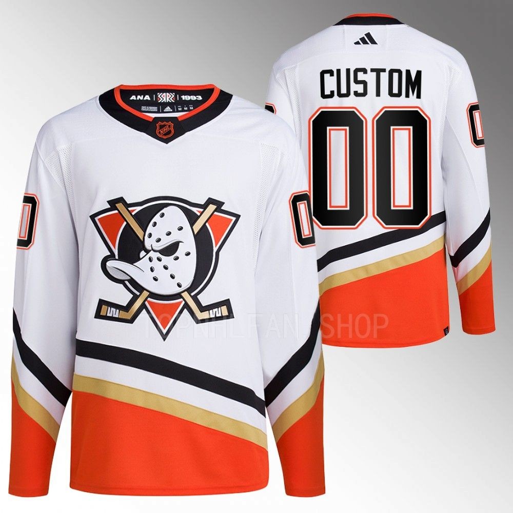 Custom Anaheim Ducks Reverse Retro 2.0 Authentic Primegreen White 2022 Jersey
