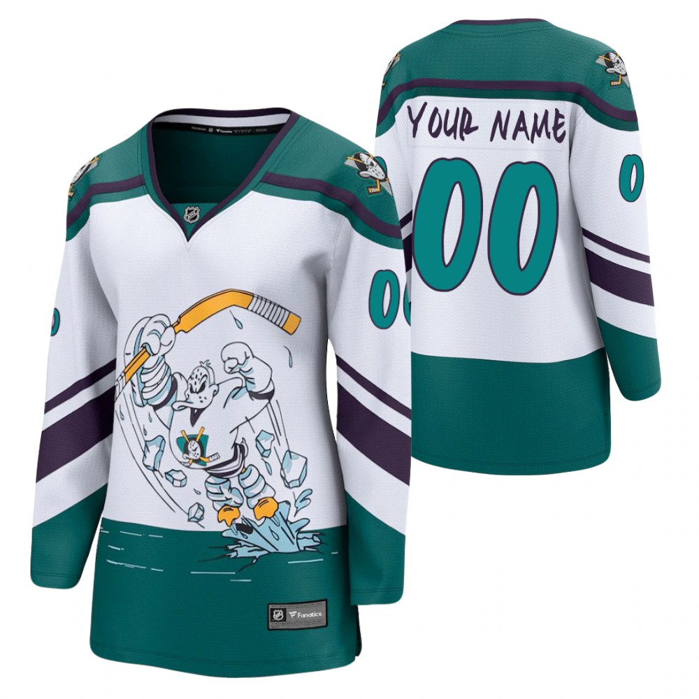 Custom Anaheim Ducks Reverse Retro White Women Jersey