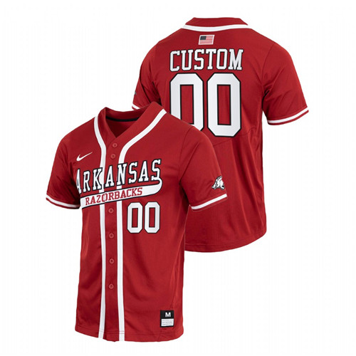 Custom Arkansas Razorbacks Cardinal College Baseball Throwback Jersey