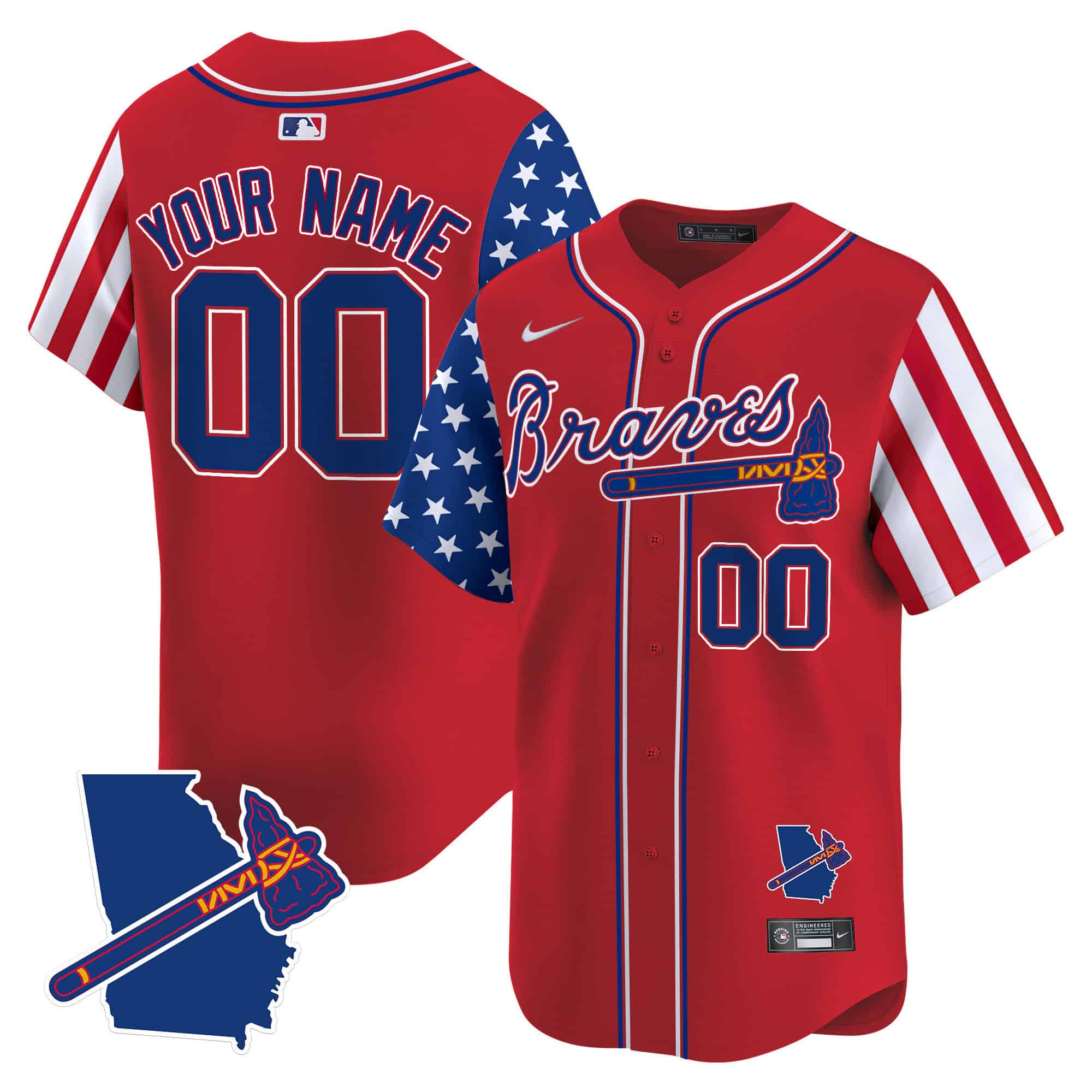 Custom Atlanta Braves 2024 Independence Day Vapor Premier Limited Baseball Jersey V2 – All Stitched Red