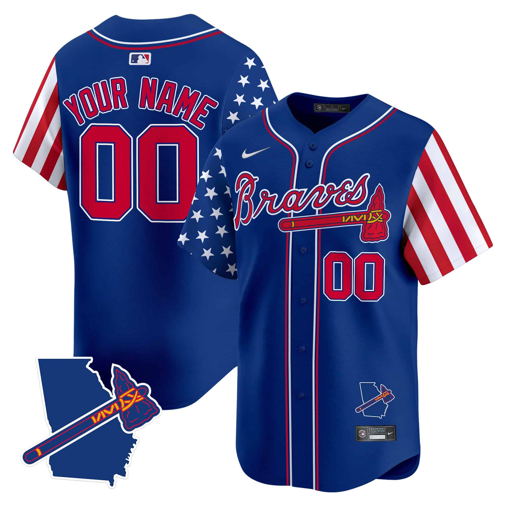 Custom Atlanta Braves 2024 Independence Day Vapor Premier Limited Baseball Jersey V2 – All Stitched Royal