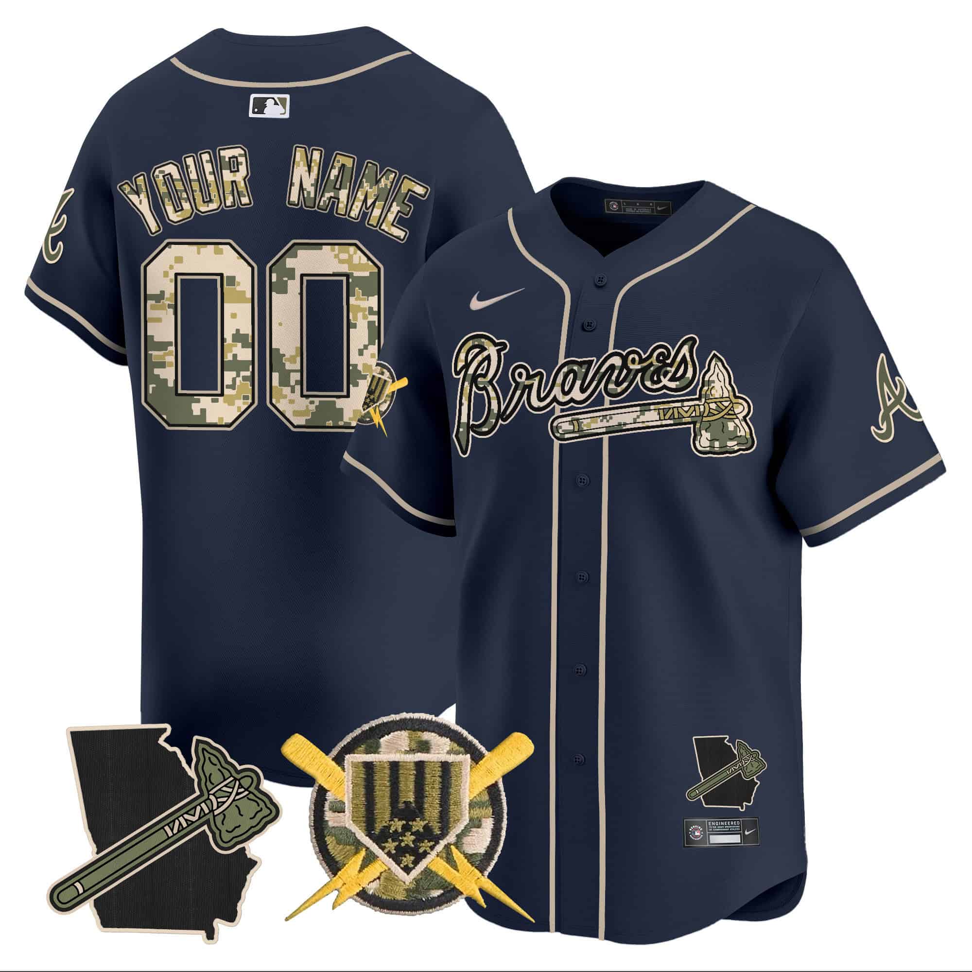 Custom Atlanta Braves Armed Forces Day Vapor Premier Limited baseball    Jersey – All Stitched Navy