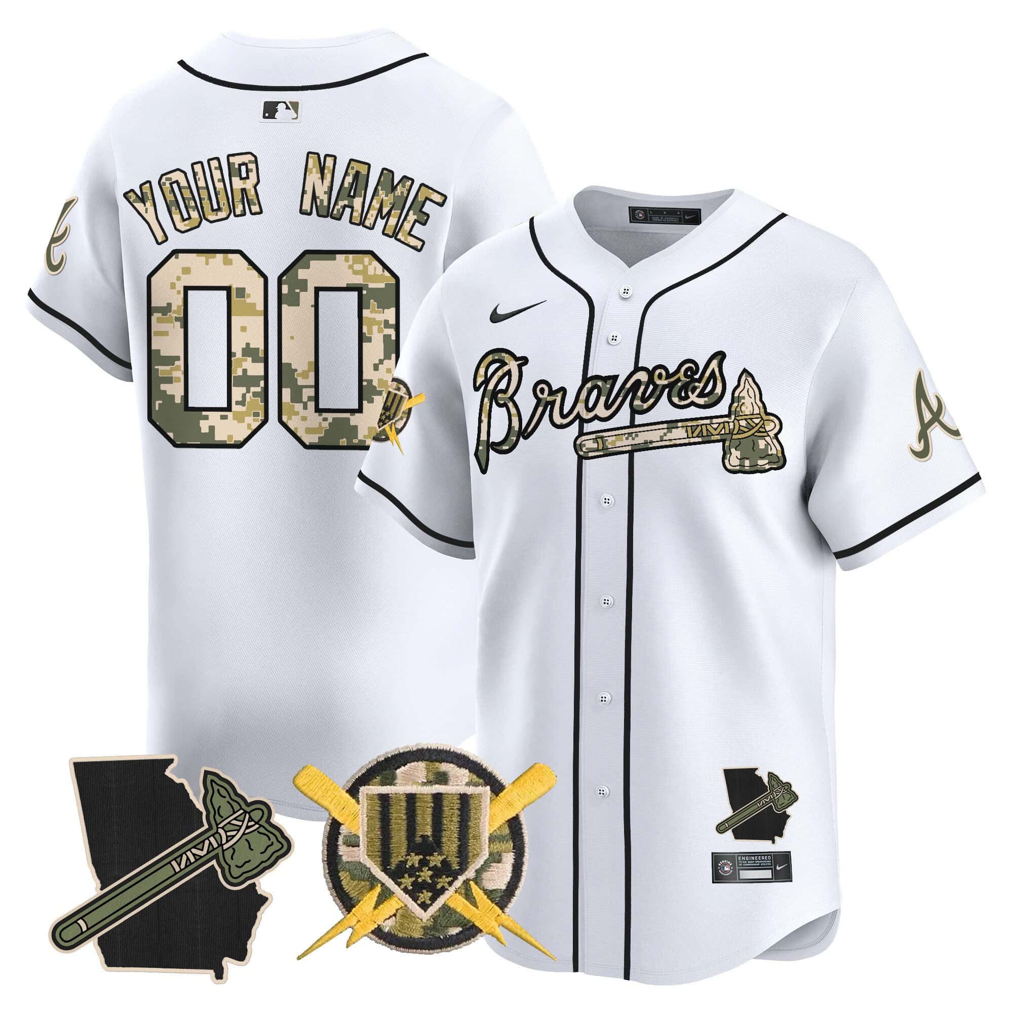Custom Atlanta Braves Armed Forces Day Vapor Premier Limited baseball    Jersey – All Stitched White