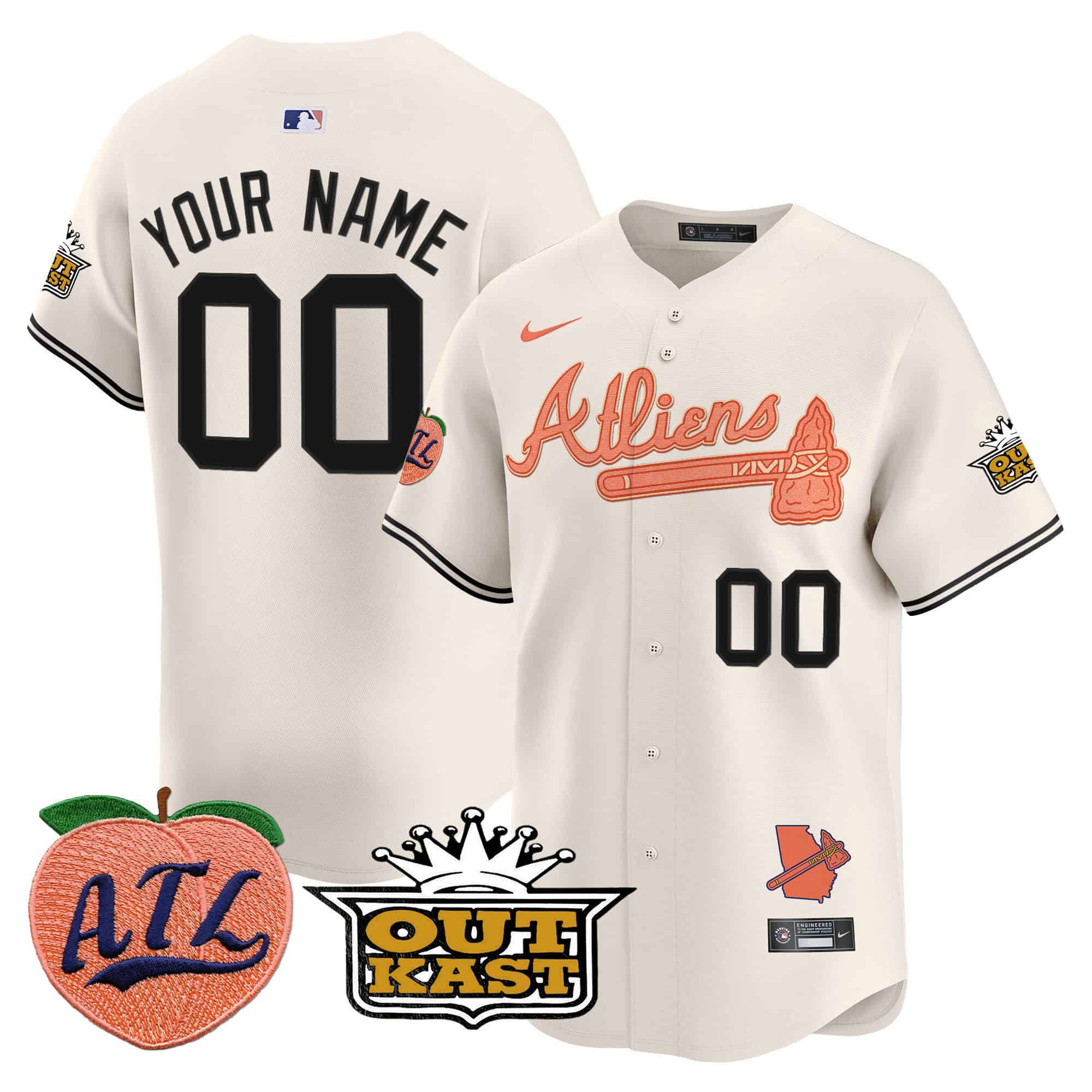 Custom Atlanta Braves Atliens & Peach Vapor Premier Limited  baseball  Jersey – All Stitched Cream