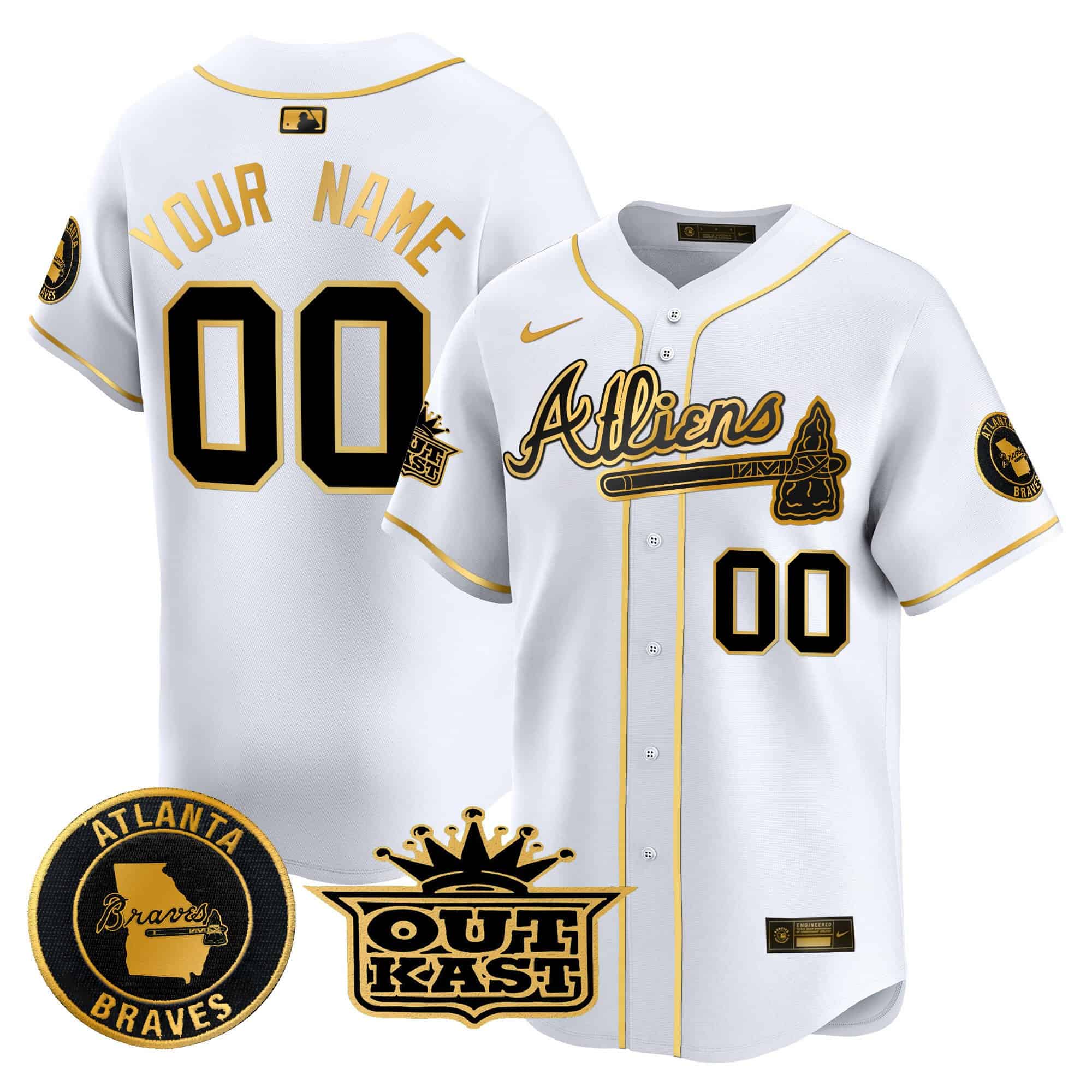 Custom Atlanta Braves Atliens Vapor Premier Limited   baseball  Jersey – All Stitched White Gold