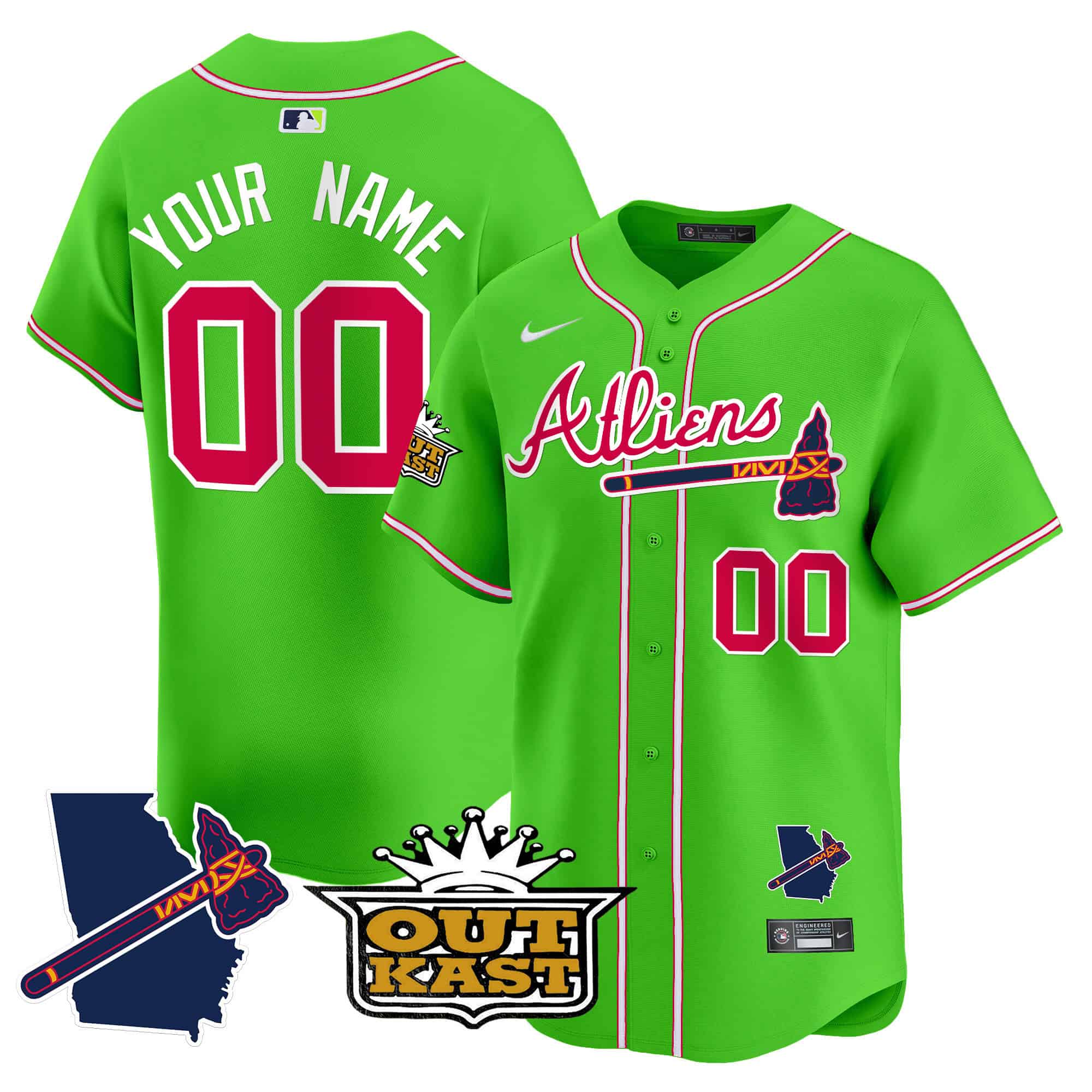 Custom Atlanta Braves Atliens Vapor Premier Limited  baseball  Jersey V2 – All Stitched Bright Green