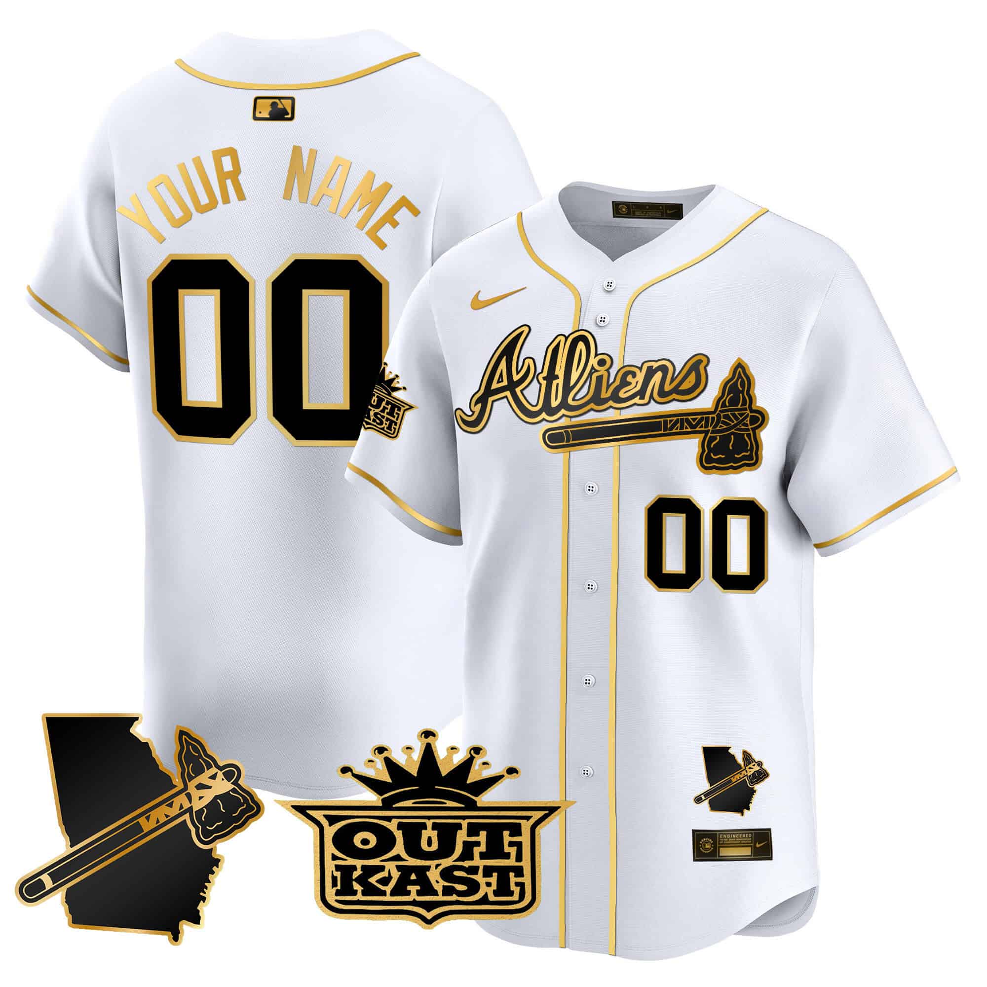 Custom Atlanta Braves Atliens Vapor Premier Limited  baseball  Jersey V2 – All Stitched White Gold
