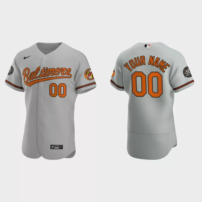 Custom Baltimore Orioles 30th Anniversary Authentic Jersey – Gray