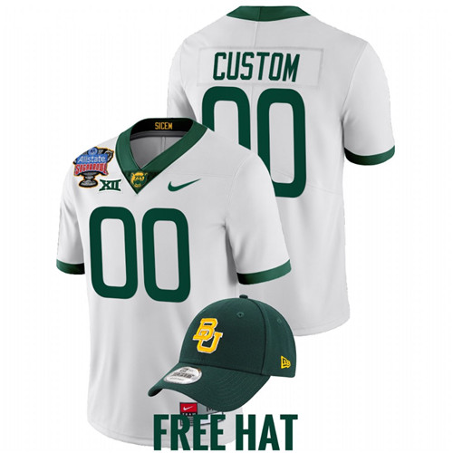 Custom Baylor Bears White 2022 Sugar Bowl College Football Playoff Jersey