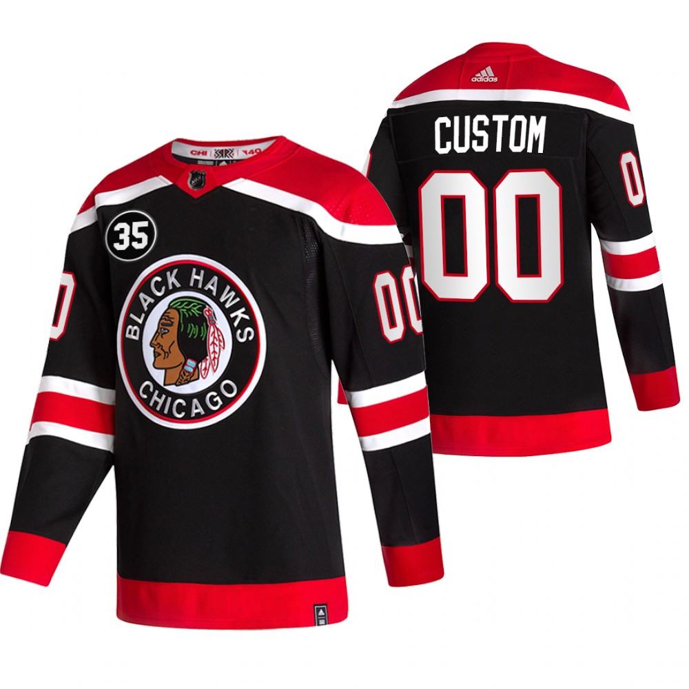 Custom Blackhawks 35 Patch Honor Tony Esposito Black Retro Jersey