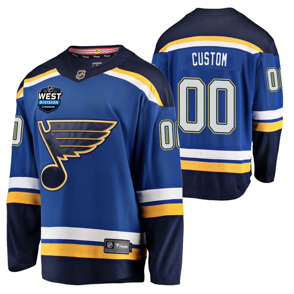Custom Blues 2021 East Division Patch Jersey Blue Home