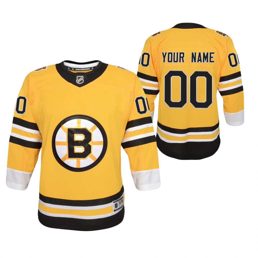 Custom Boston Bruins 2021 Reverse Retro Gold Youth Jersey Replica