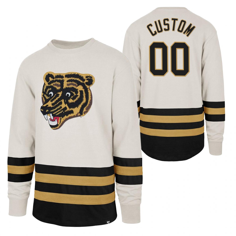 Custom Boston Bruins Center Ice Crew White Retro Cotton Jersey