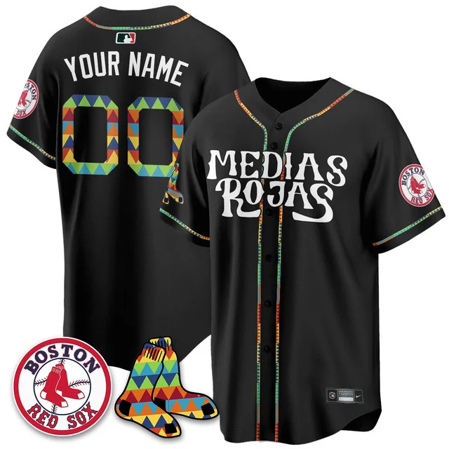 Custom Boston Red Sox Medias Rojas Limited Jersey - All Stitched women black  custom